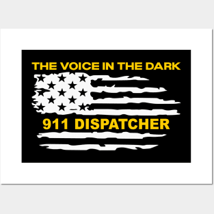 Thin Gold Line Flag Gift for 911 Dispatcher and Sheriff Operator First Responders Posters and Art